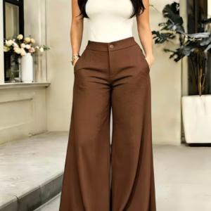 High-Waisted Brown Wide-Leg Trousers