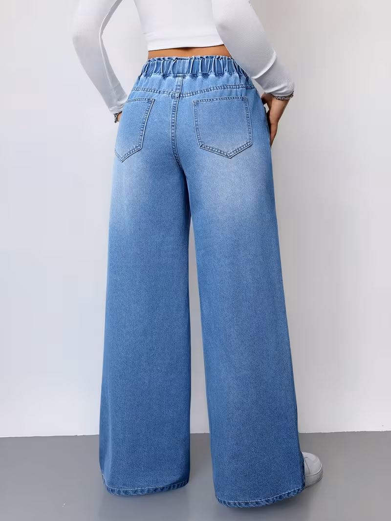 Drawstring Waist Wide-Leg Jeans - Image 5